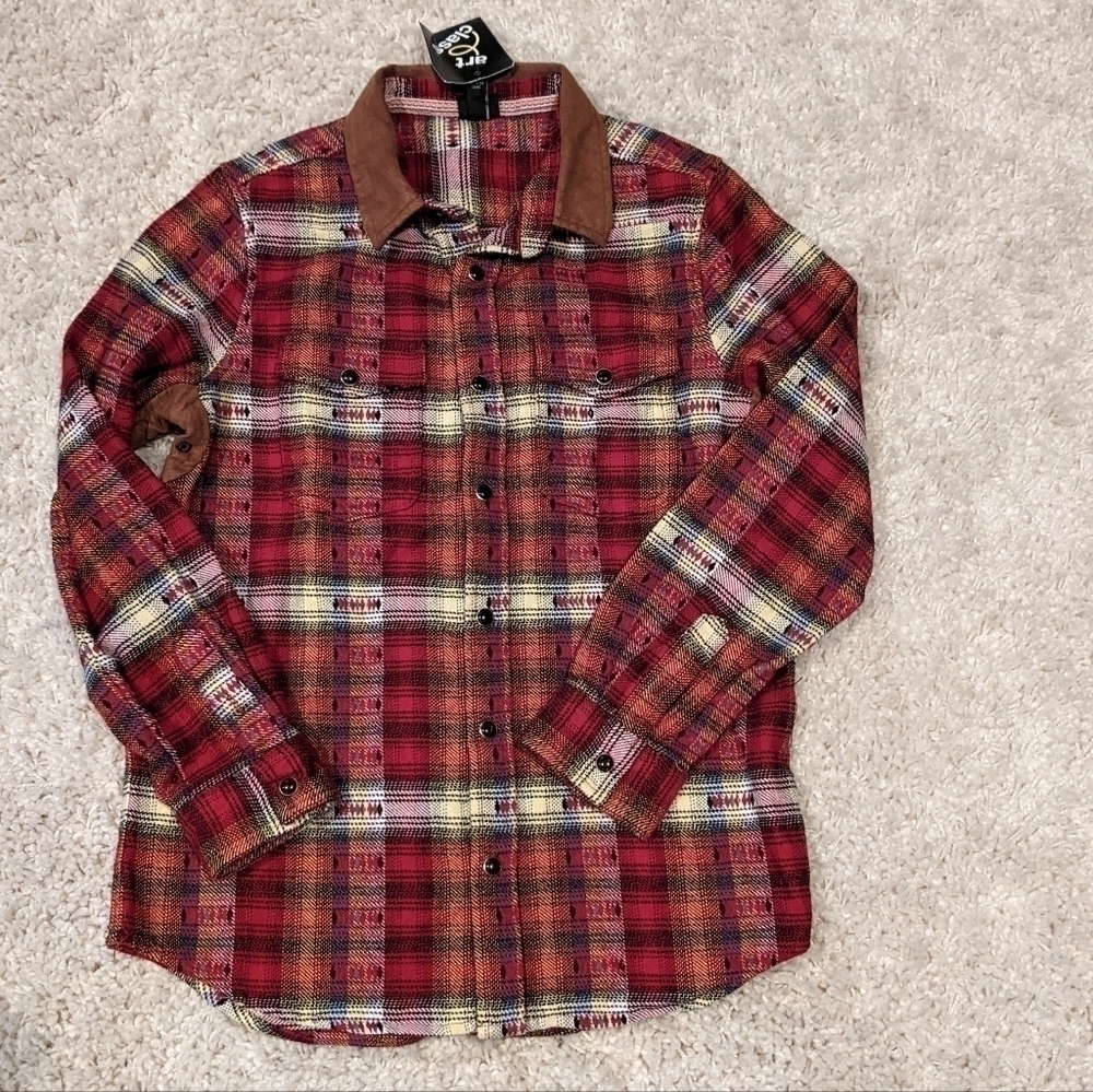 NWT Art Class Plaid Western Snap Front Shirt Size Boys' 8/10